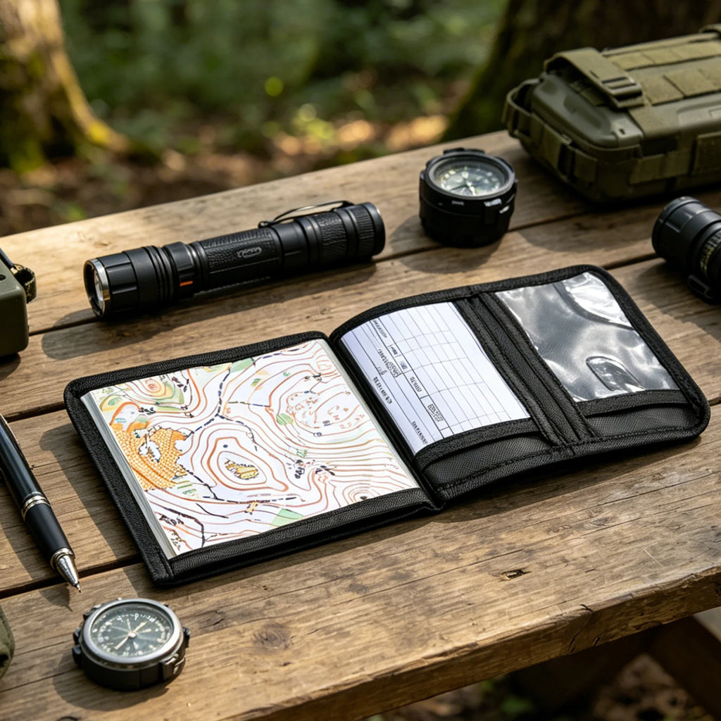 Tactical Map Arm Sleeve Map Holder Wristband Adjustable Breathable Wrist Map Pouch Card with Zipper Pocket for Shooting Hunting