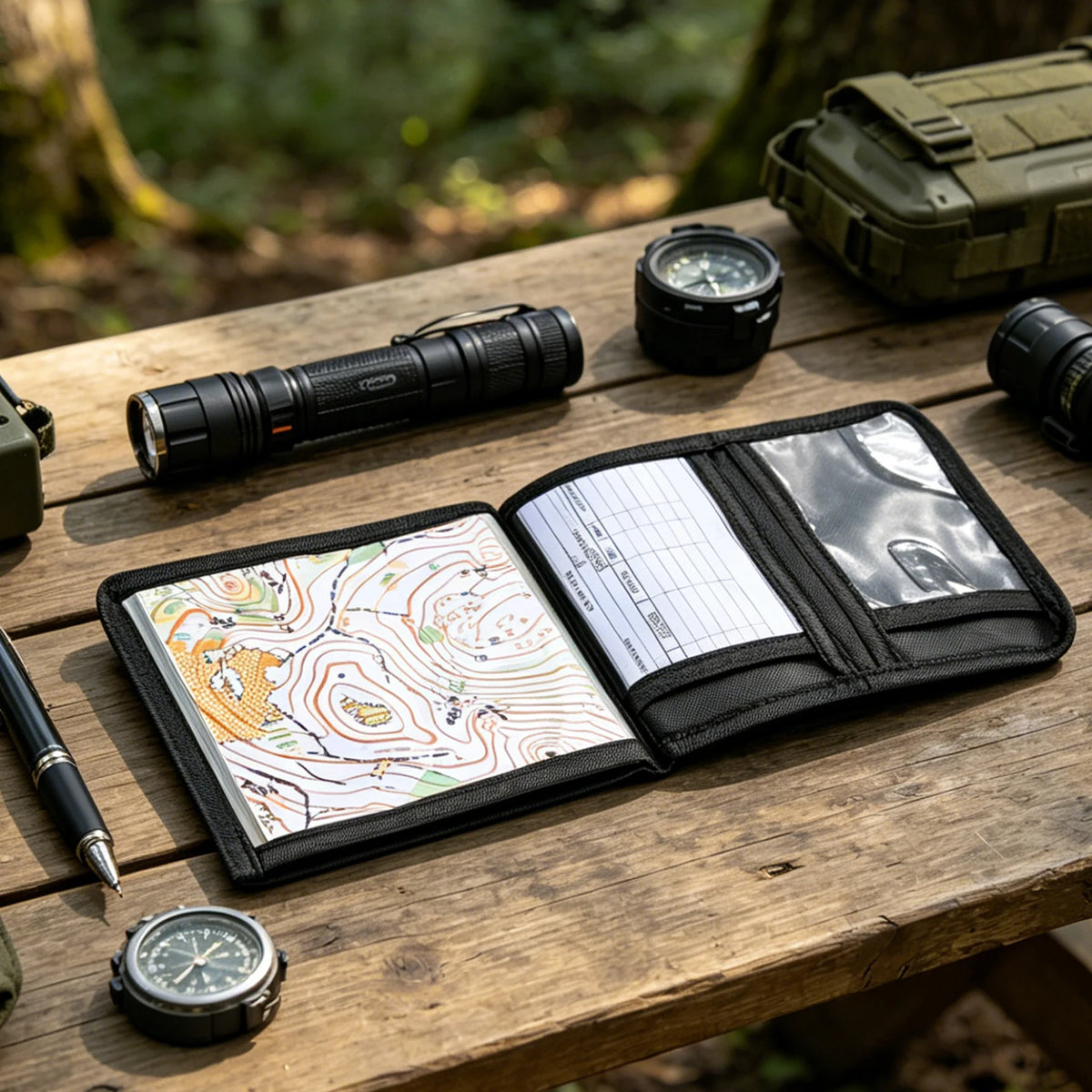 Tactical Map Arm Sleeve Map Holder Wristband Adjustable Breathable Wrist Map Pouch Card with Zipper Pocket for Shooting Hunting