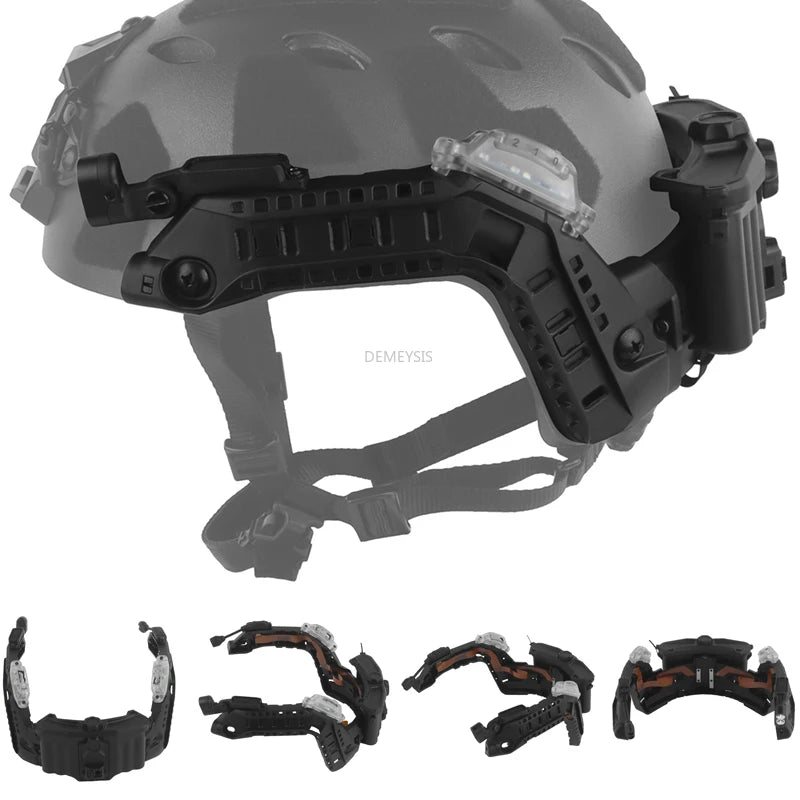 Tactical Super High Cut Helmets ARC Rail Kit Modular Integrated with LED Red/White/Ir Head Signal Lights Battery Box Rails Set