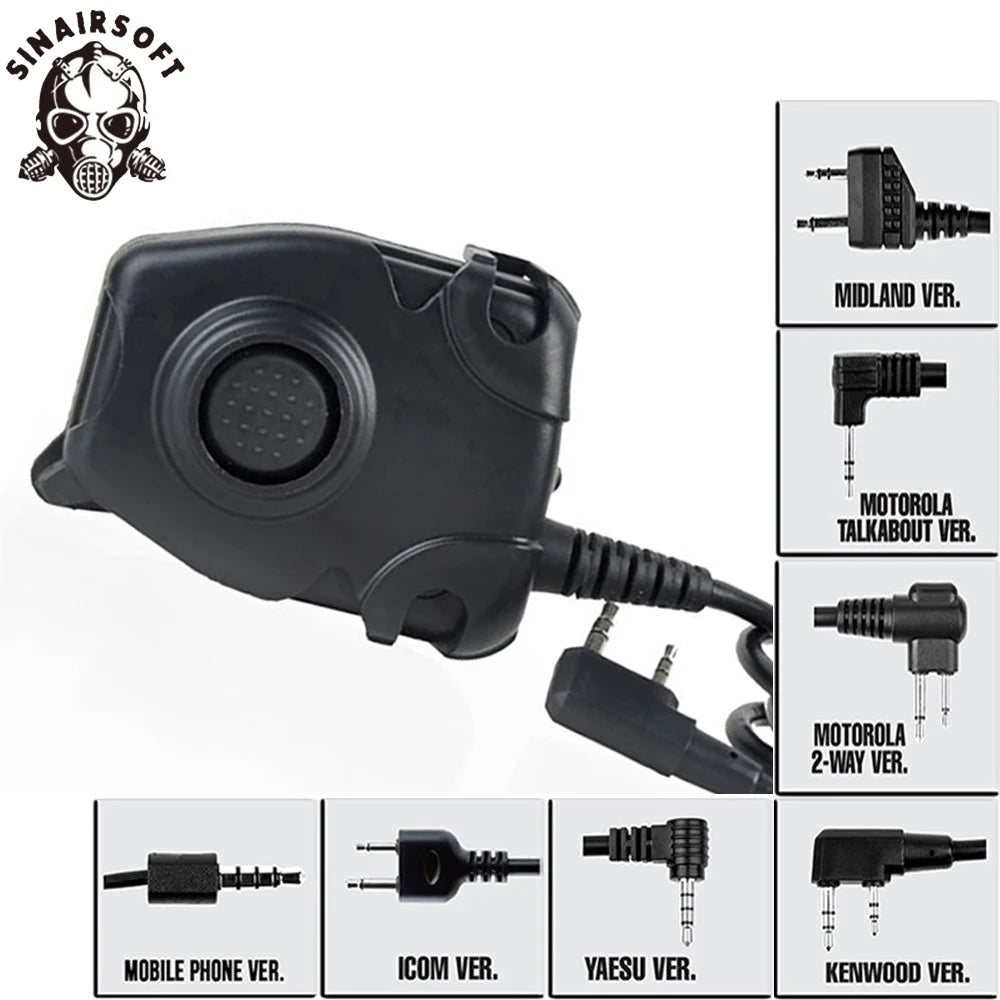 Tactical Headset PTT Adapter Cable For Z Tactical Headset ComtacII H50 MSA SORDIN H60 HD03 Kenwood Baofeng Two Way Radio