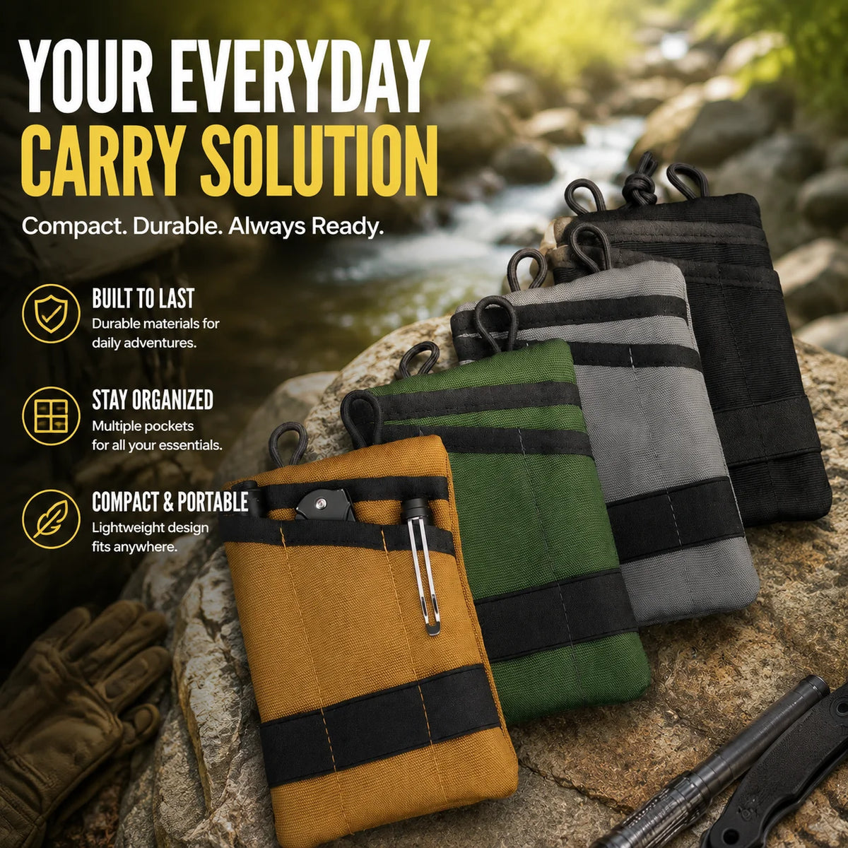 Multifunctional EDC Organizer Pouch Portable Tool Bag Tactical Knife Case Waist Pack Foldable Credit Card Wallet