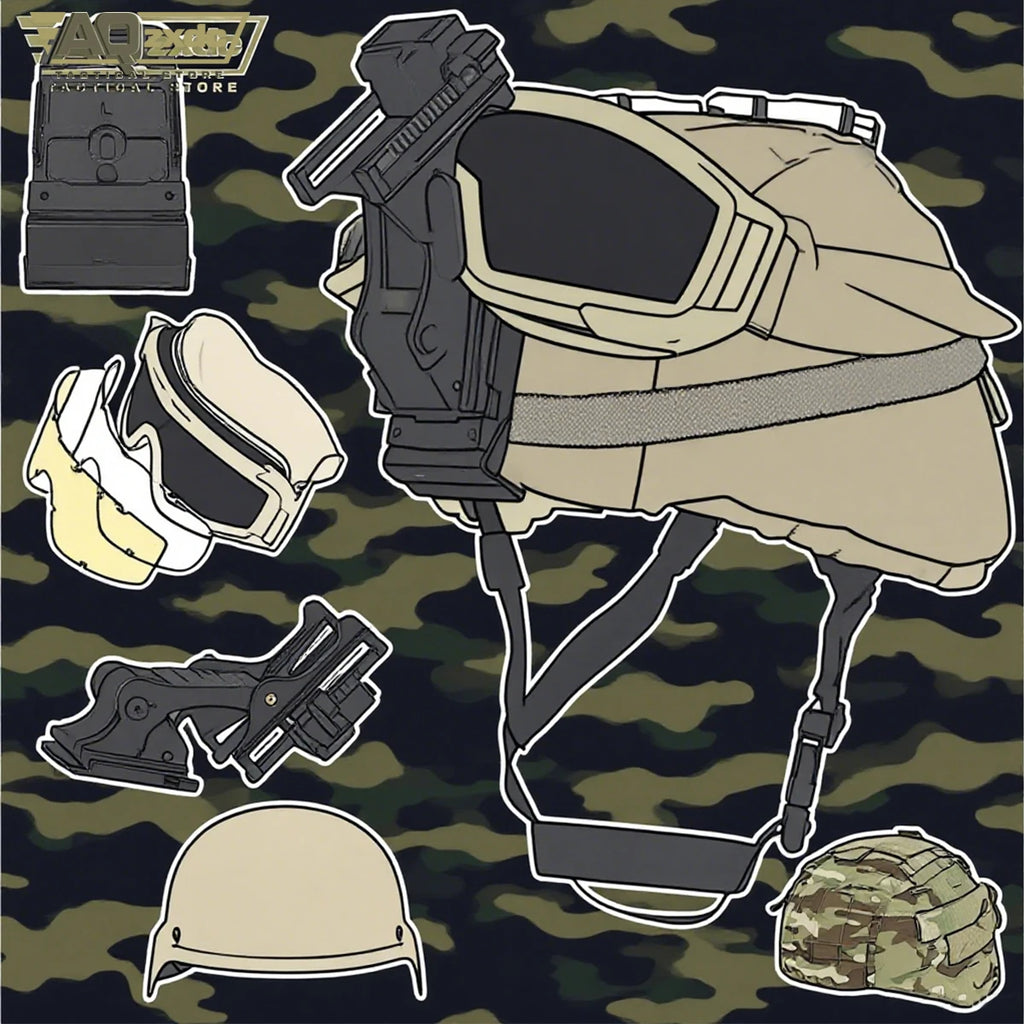 Tactical Protective Gear Set, MICH2000 Helmet with Anti-Fog Goggles Helmet Cover Camouflage Metal Helmet Metal for Kid BBS
