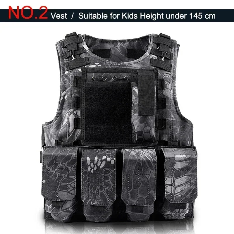 Outdoor Airsoft Tactical Kids Children Vest Uniform  Hunting Equipment Kids Boy Girl Camouflage Hiking CS Hunting Clothes