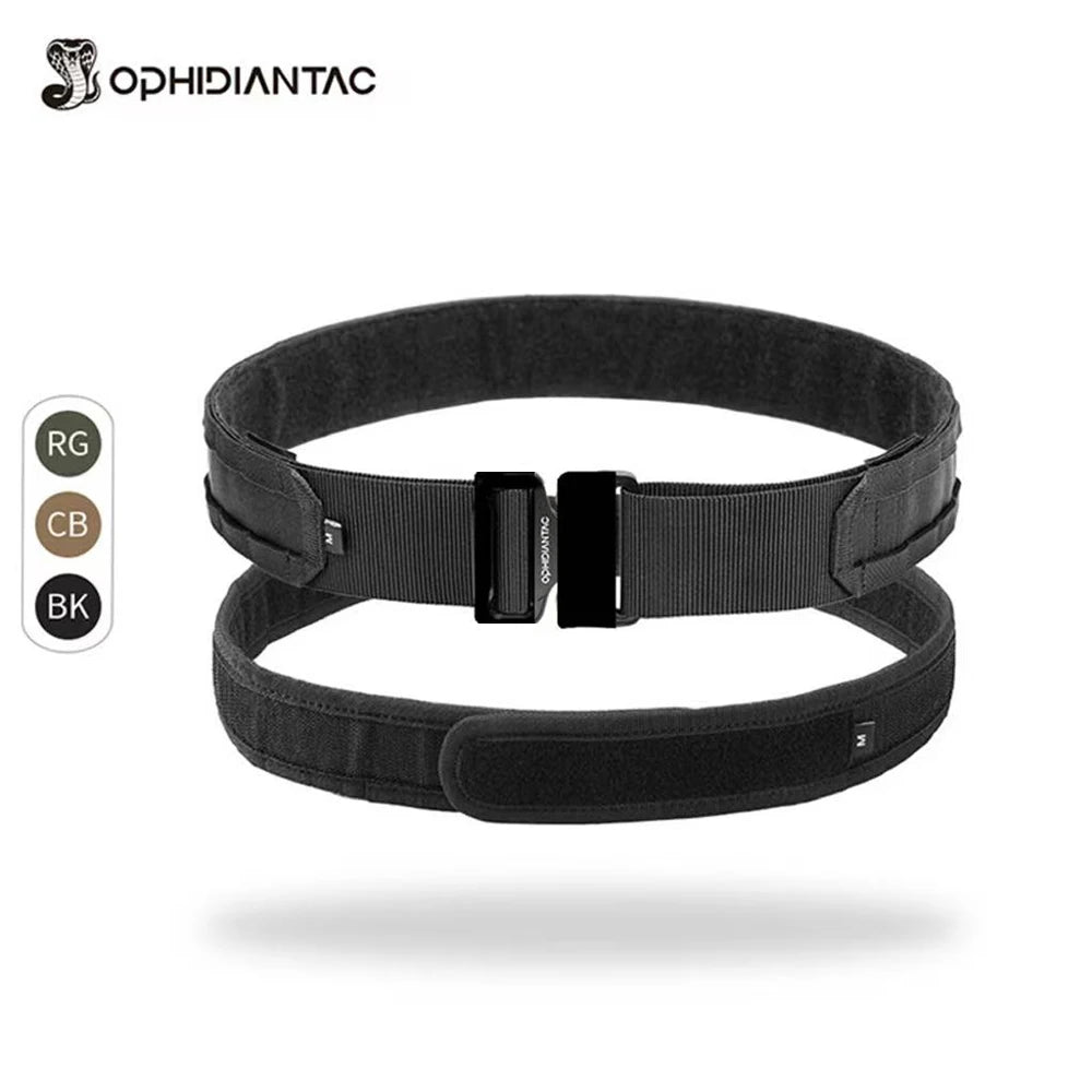 OPHIDIANTAC 2 Inch Outdoor Belt Quick Release Metal Buckle MOLLE Webbing Belt Men Hunting Sport Waist Belt Nylon Utility Belt