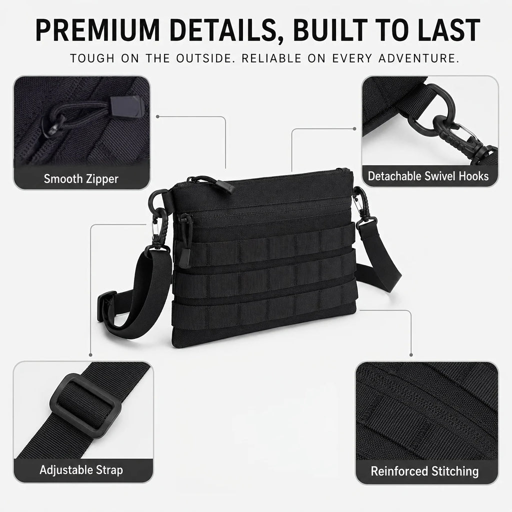 Tactical Style MOLLE Webbing Crossbody Bag Portable Small Square Bag Men's Outdoor Commute Shoulder Bag Lightweight Pouch