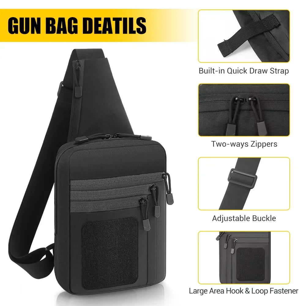 Molitica Tactical Gun Bag Tactical Chest Bag Nylon Holster EDC Tool Bag CCW Shoulder Sling Bag