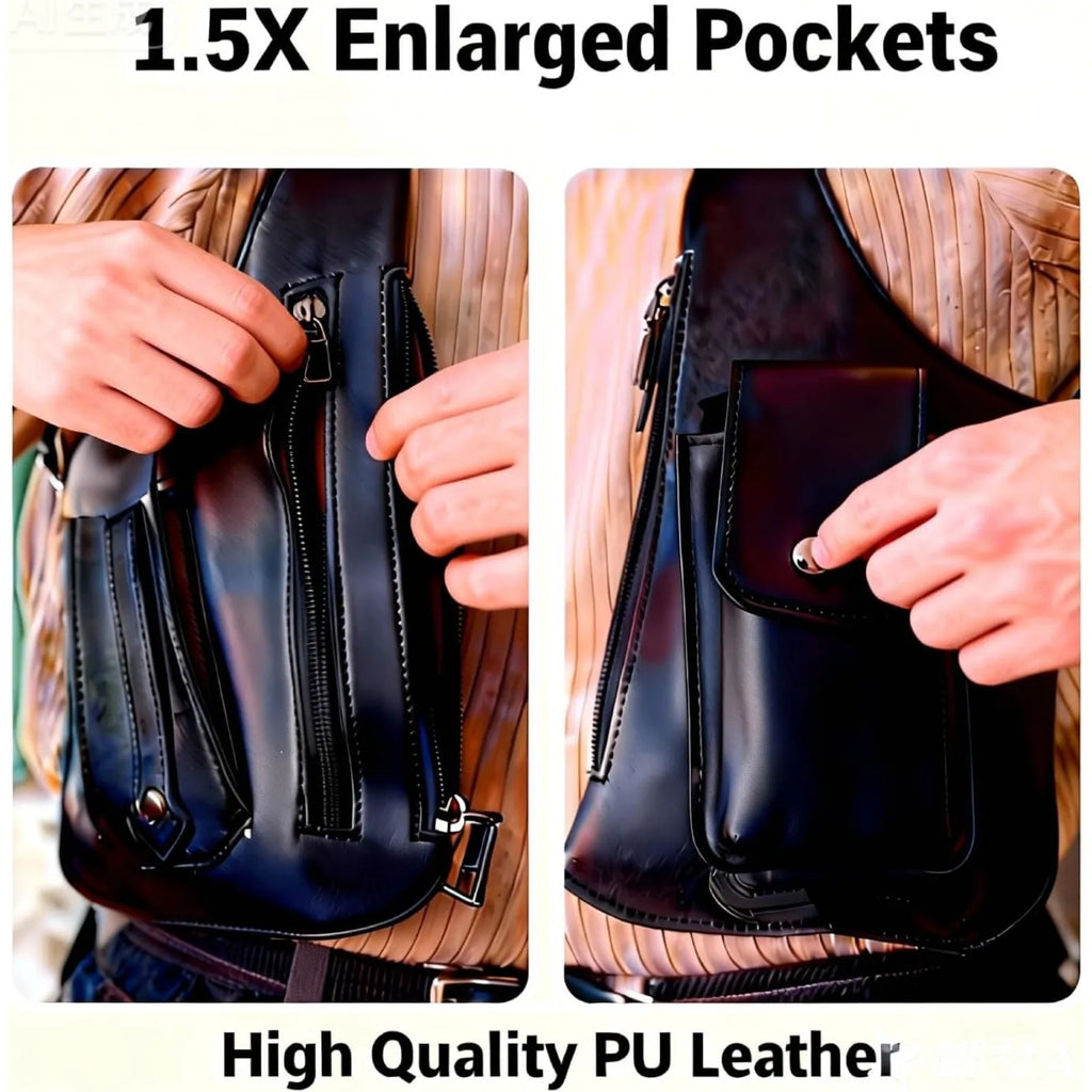 Anti-Theft Men's Underarm Holster Bag, Vintage PU Leather Hidden Shoulder Bag, Concealed Crossbody Wallet Phone Pouch for Travel