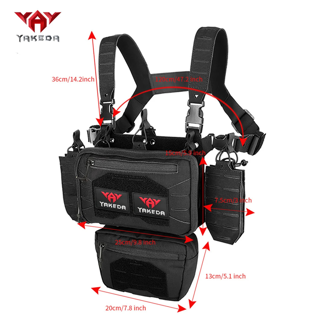 YAKEDA modular chest hanging hunting vest with quick release buckle and laser cutting MOLLE suitable for outdoor sports