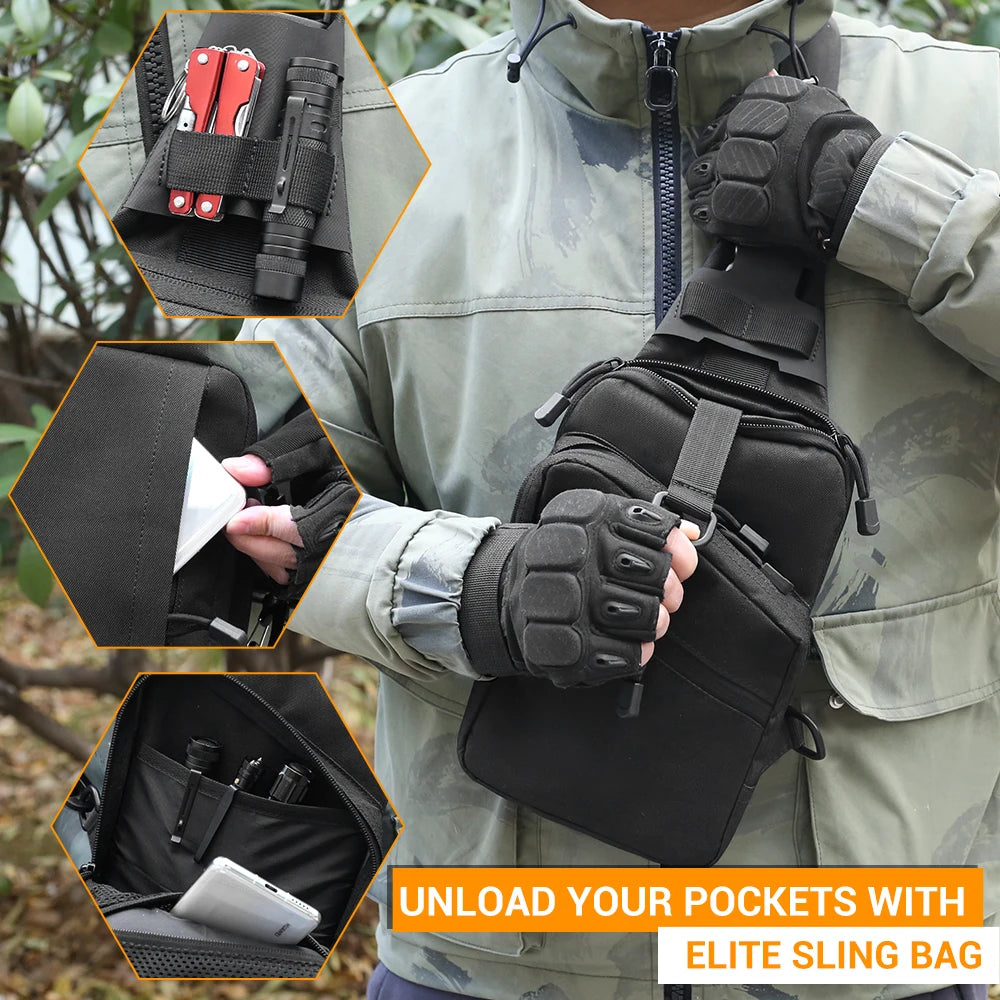 Tactical Pistol Bag Concealed Carry Crossbody Shoulder Holster Bag Quick Opening Gun Bag Sling EDC Pouch Chest Pack for Outdoor