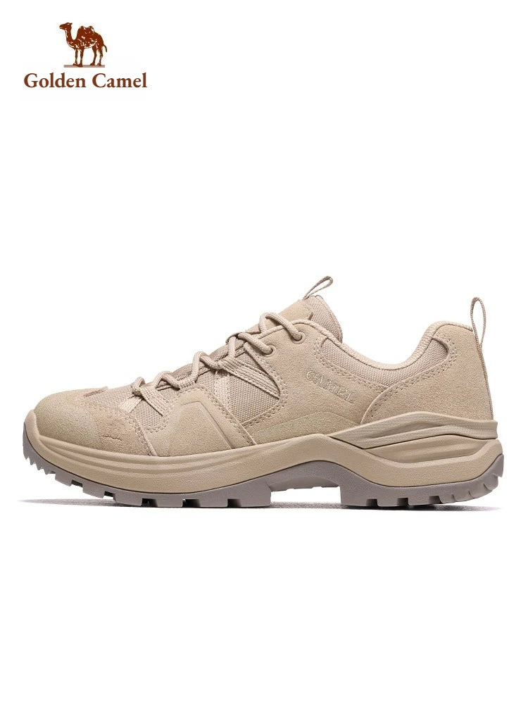 Golden Camel Hiking Shoes for Men Outdoor Sports Camping Hunting Walking Shoe Suede Genuine Leather Breathable Sneaker Non-slip