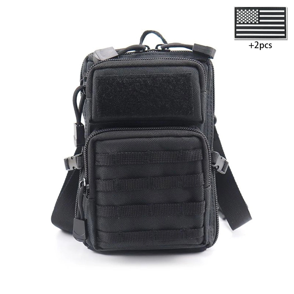 Outdoor crossbody bag with widened and adjustable shoulder straps, supporting hand-held, waist hanging, and backpack hanging