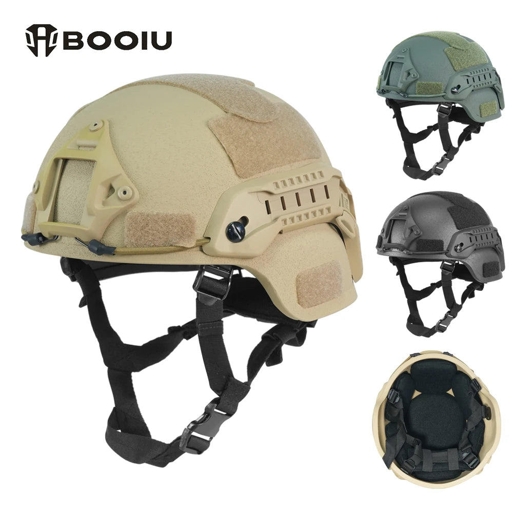 BOOIU Tactical Helmet MICH2000 ABS MH High Cut 53-55CM Airsoft Helmet Hunting Outdoor Sports CS Protect Equipment Gear