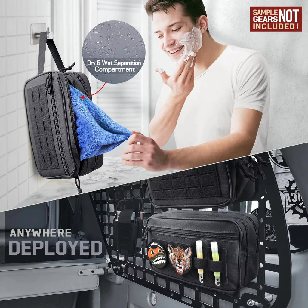 Men's Multifunctional Tactical Toiletry Bag Portable Travel Hygiene Shower EDC Utility Soft Pouch Waterproof Shaving Kit Organis