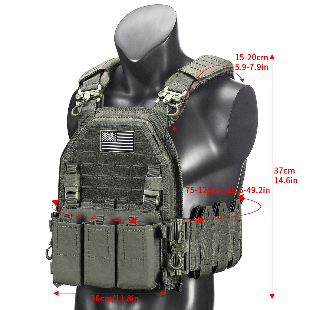 Outdoor Training Tank Top Triple Chest Item Pack MOLLE Extended Training Vest (Including US Flag)