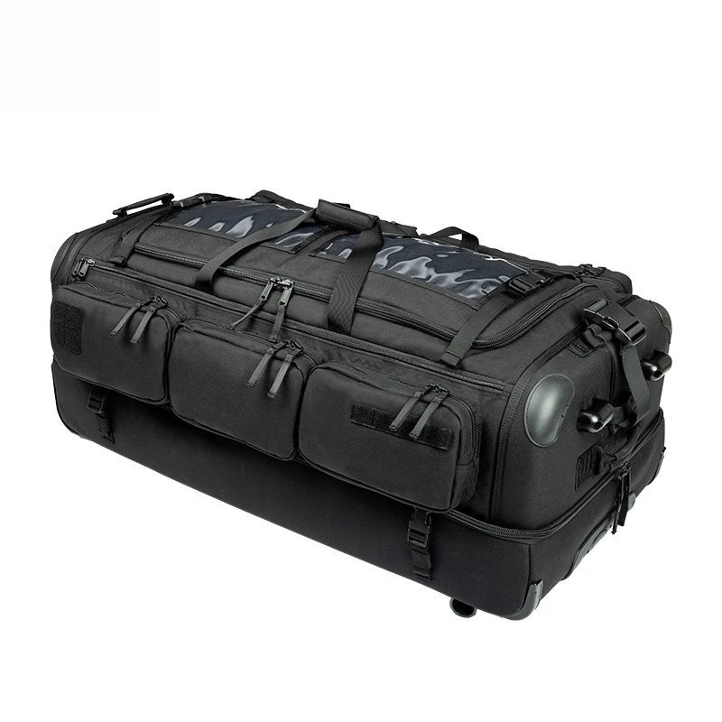 YAKEDA Tactical Rolling Duffle Bag Large Capacity Nylon Wheeled Deployment Bag For Gear Storage Travel Wheeled Tactical Luggage