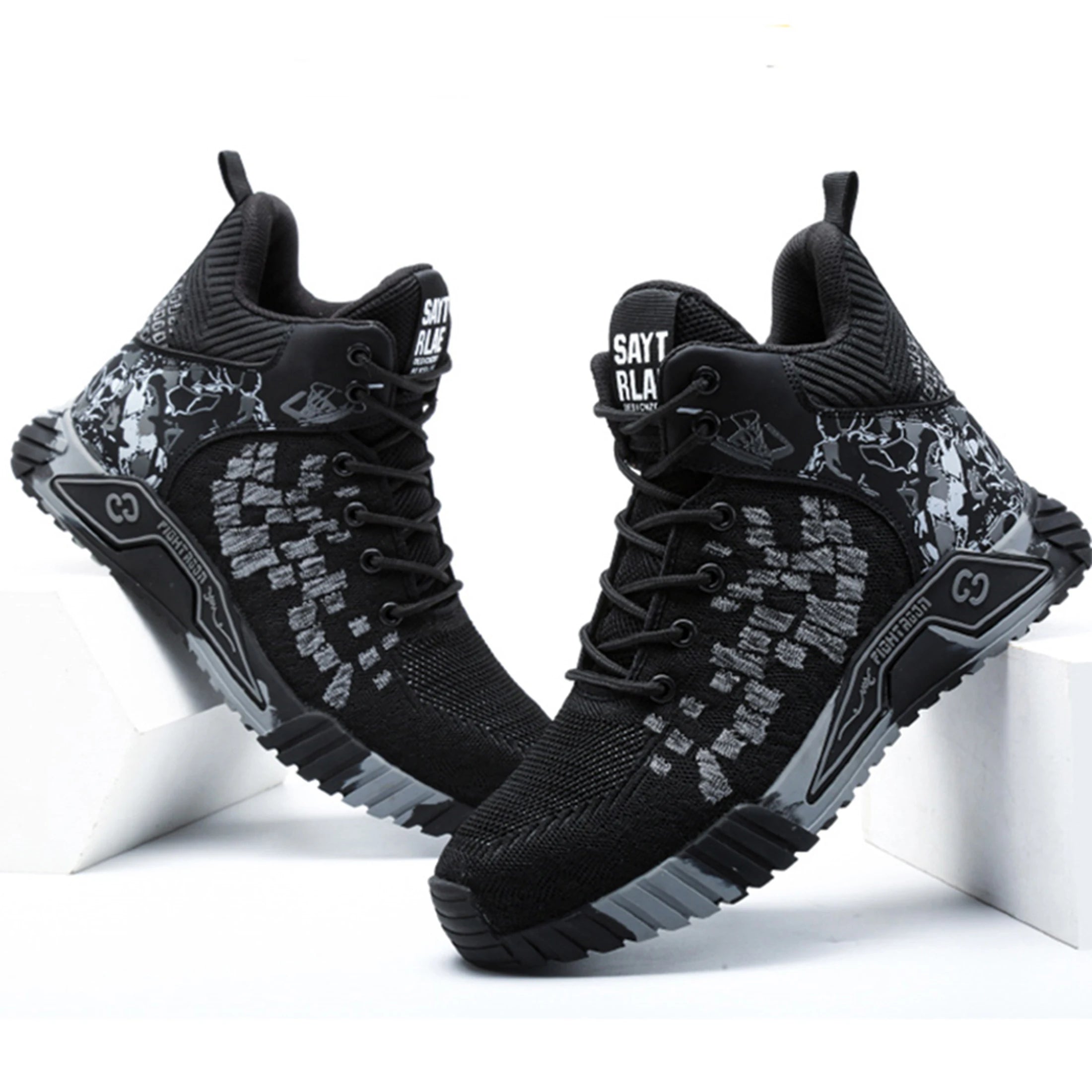 Indestructible Steel Toe Men's Safety Shoes Light Men's Work Boots Anti Smash Impact Resistant Construction Industrial Footwear