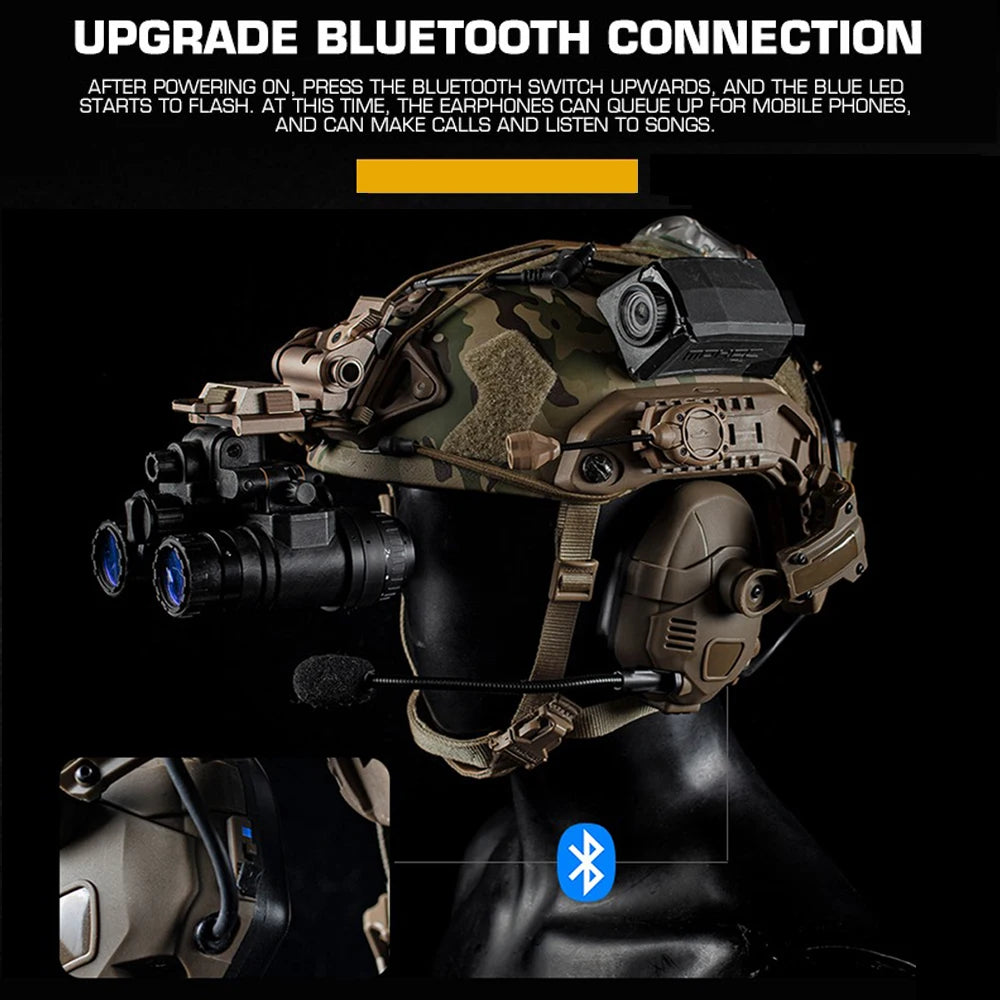 Bluetooth Electronic Anti-noise Shooting Headset Tactical Hunting Noise Reduction Protection Earmuffs Wireless BT Headphones