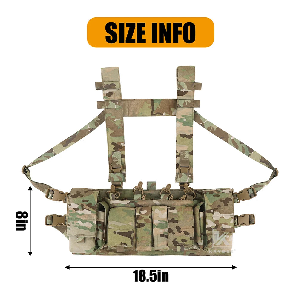 KRYDEX 500D Tactical Chest Rig UW Gen IV Low Profile Micro Fight Rigs Vest With 556 9mm GP Pouch Multifunction Pockets H Harness