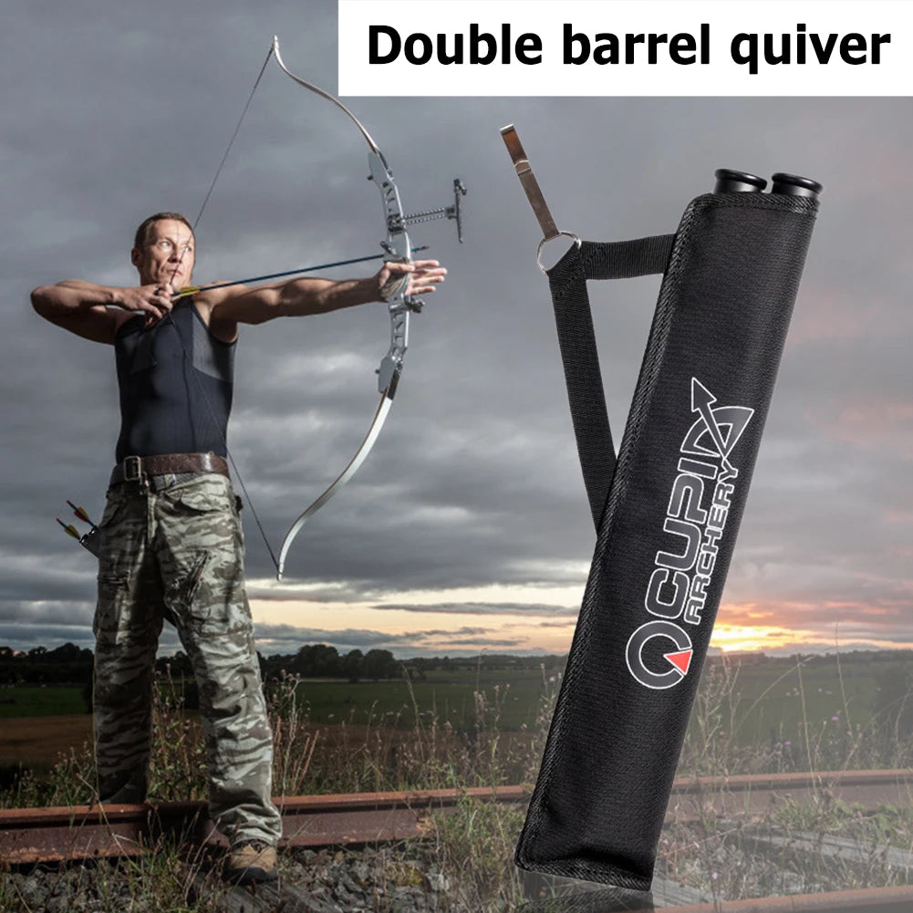 Oxford Cloth Double Tube Arrow Quiver Arrow Bag Waist Hanging Archery Arrow Holder Storage Carrying Pouch Outdoor Accessories
