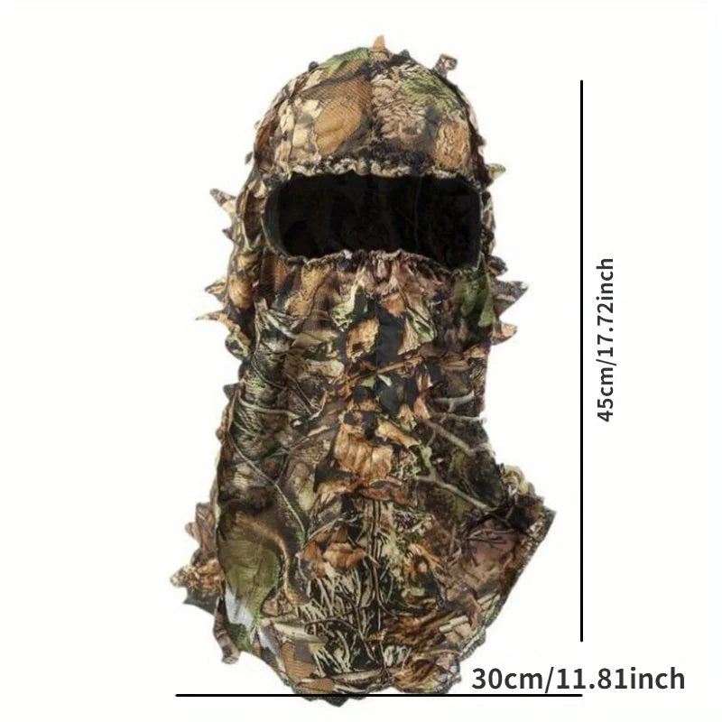 3D Hunting Face Mask Camouflage Leaf Camo Face Cover For Outdoors Realistic Foliage Hunting Mask Breathable Tactical Face Veil