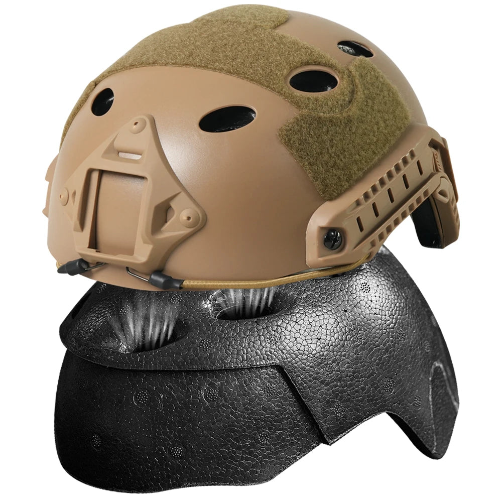 BOOIU Tactical Helmet Fast PJ Airsoft Helmet with Goggles ABS CS Riding Shooting Helmets Outdoor Sports Head Protection Gear