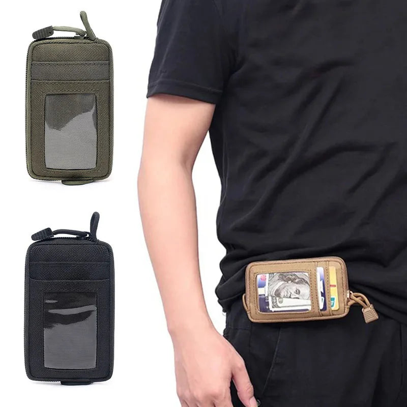 Tactical EDC Pouch - Waterproof Mini Waist Bag with Card Slots & Key Clip - Compact Coin Purse for Hiking, Running, Travel