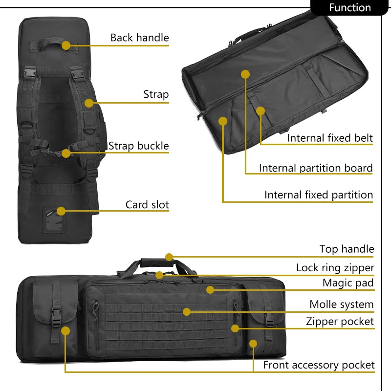 Tactical Rifl Bag Double Gun Case Carbine Backpack with Molle System Outdoor Hunting Reinforced Rucksack for Transportation