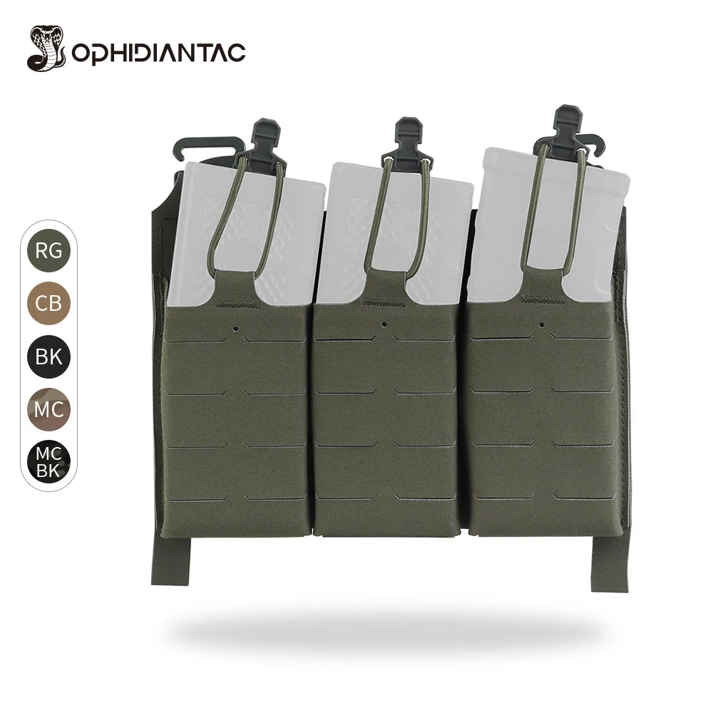 OPHIDIANTAC MOLLE Magazine Pack with Elastic Cord Handle Triple Mag Plate Hunting Accessory with Magic Tape