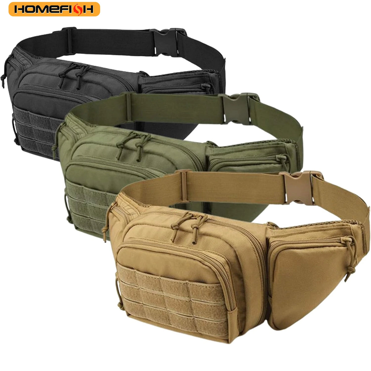 HOMEFISH Men Waist Fanny Pack Belt Bag Tactical Military Motorcycle Rider Sports Climb Camping Nylon Male Tool Sling Chest Hip