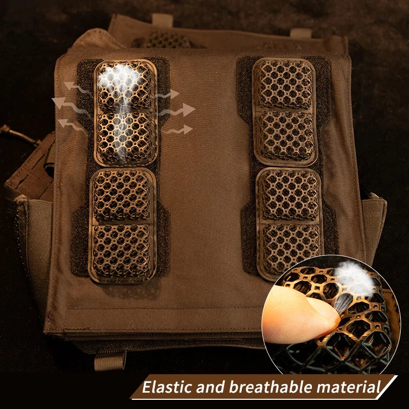 3D Printed Polymer Honeycomb Structure Tactical Vest Cushioning Pad, Breathable Shock Absorption Padding Airsoft Warg