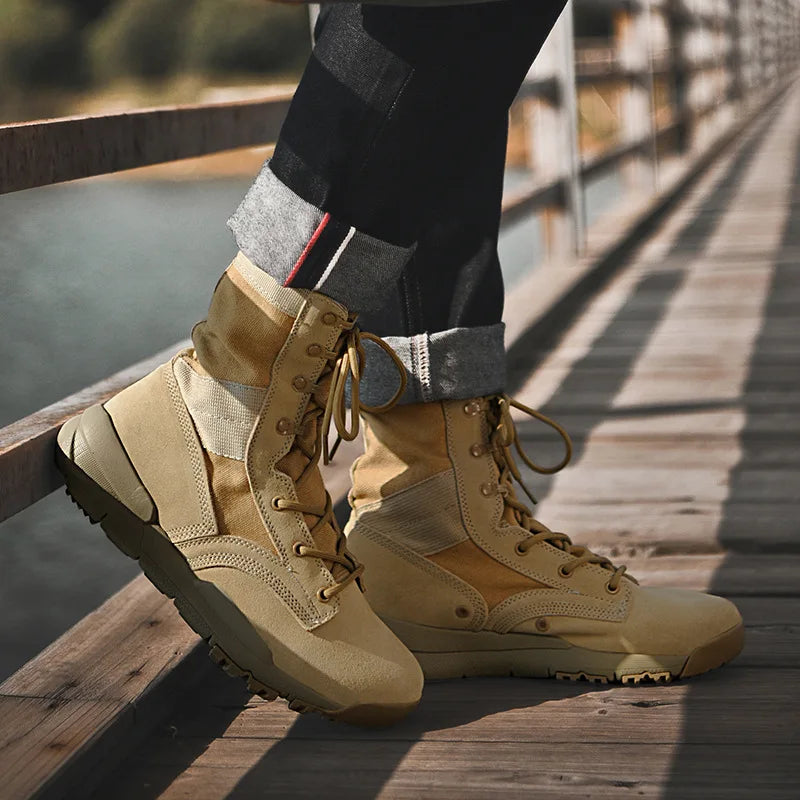 Topfight New High-top Combat Boots Men Women Outdoor Leather Desert Shoes Keep Warm Fur Trendy Anti Slip Casual Shoes