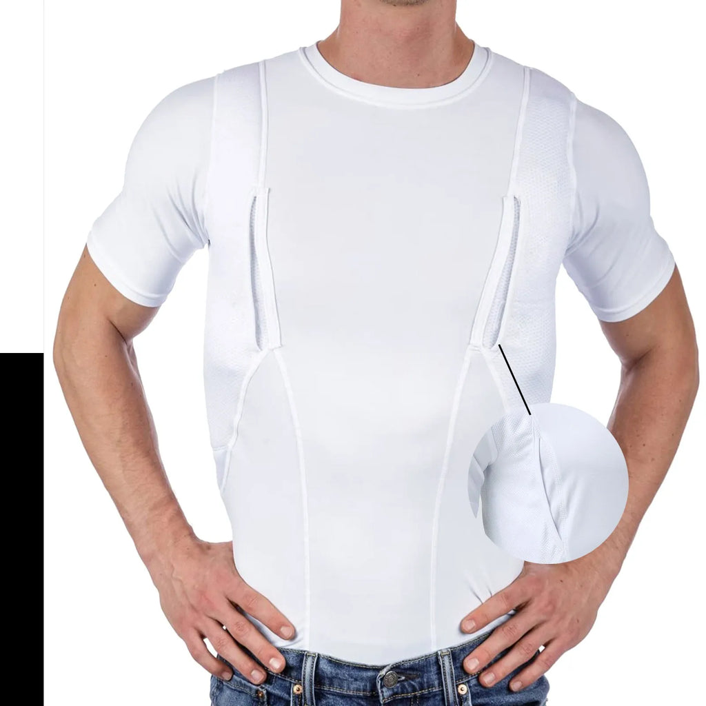 Tactical Holster Concealed Carry T-Shirt Double Pistol Clothes Left Right Hand Invisible Carry for Men Women Daily Hidden Wear