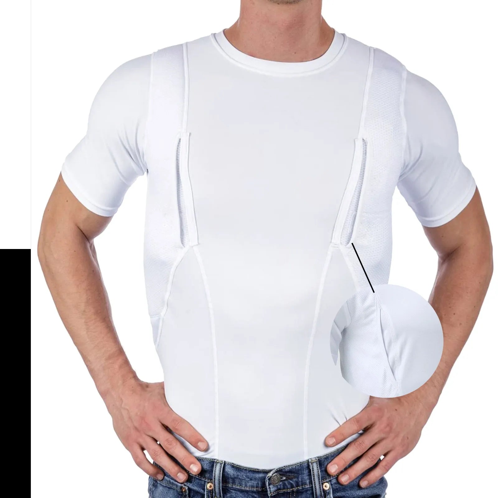 Tactical Holster Concealed Carry T-Shirt Double Pistol Clothes Left Right Hand Invisible Carry for Men Women Daily Hidden Wear