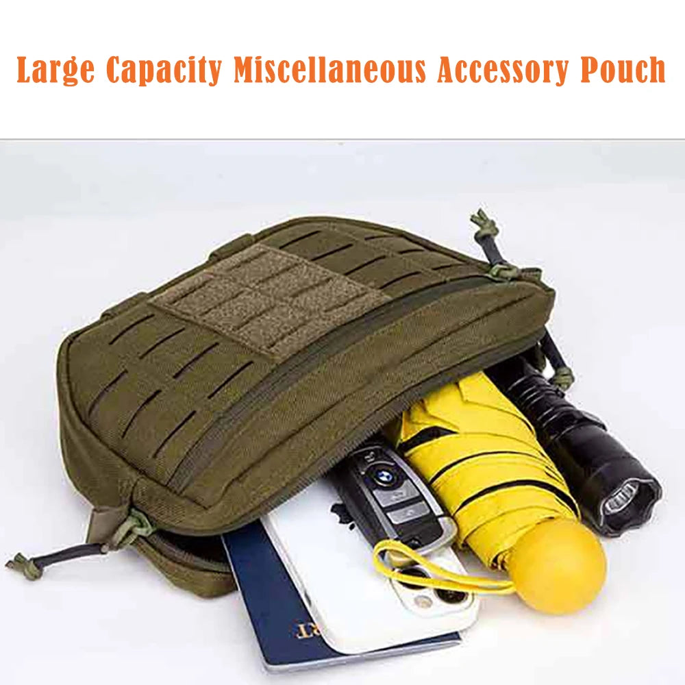 Tactical Molle Admin Pouch Sports Hunting Dump Pouch Nylon Front Pouch of Plate Carrier Chest Rig with Molle Carrying Kit Bag