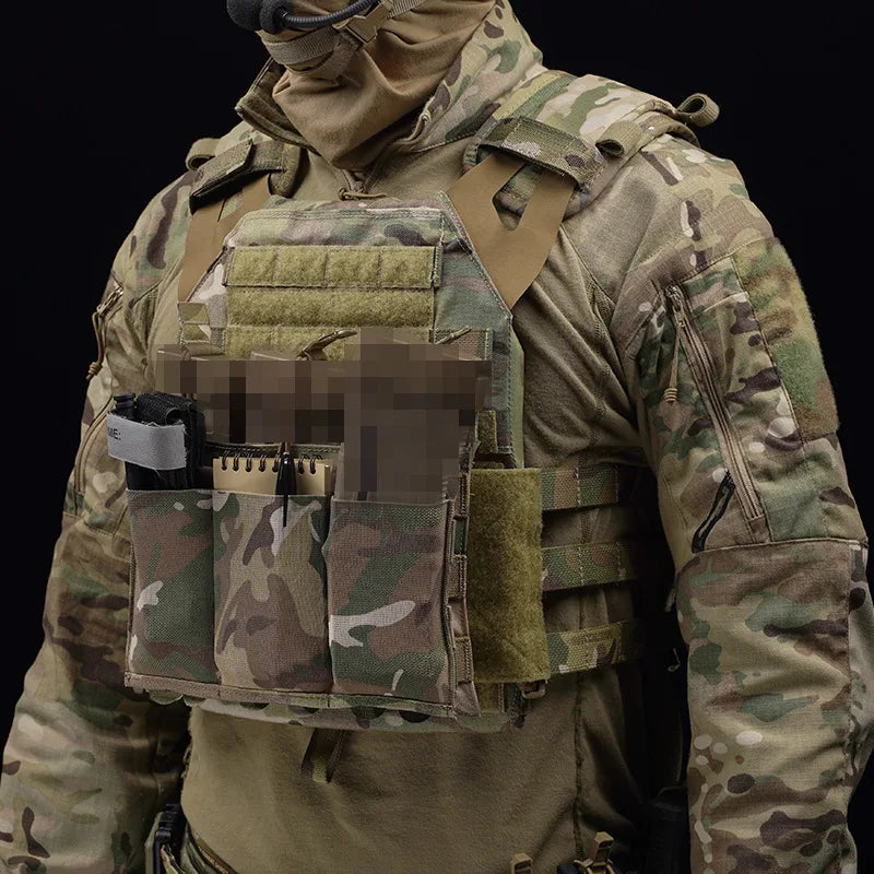 Tactical Lightweight Elastic Triple Mag Pouch 5.56/7.62mm Hunting CS Wargame Molle System Accessories Waist Bag Holster
