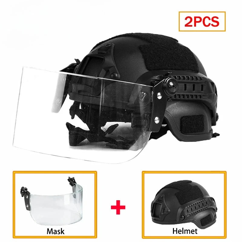New Tactical Helmet Face Mask Sets Kids MICH2000 Airsoft Fast MH Helmet CS Game Lightweight Adjustable Protect Equipment