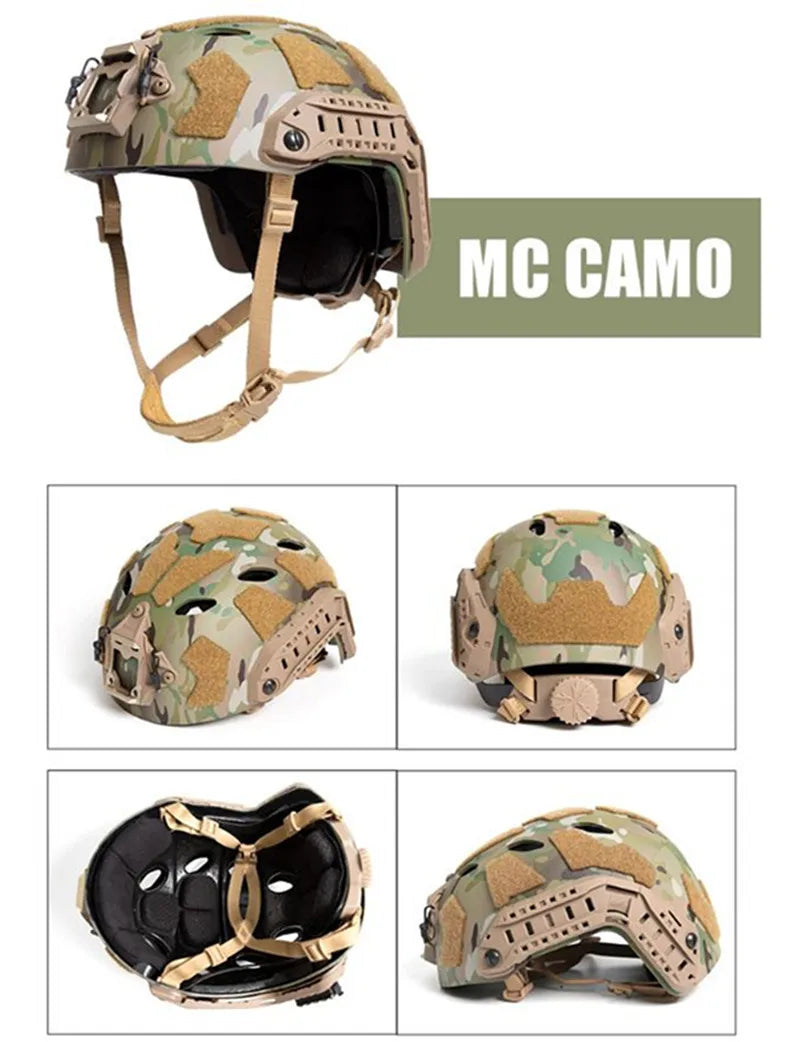 Updated Version Hunting Tactical FMA FAST SF Right Angle Vent Hole Helmet Safety Riding Size L Adjustable Knob Buckle