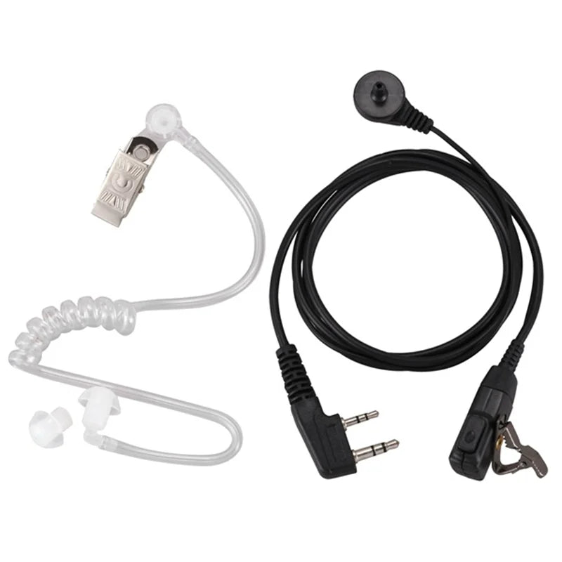 2 Pin PTT Acoustic Tube Earpiece Tactical Headset Covert In-ear Mic for Baofeng UV-5R BF-888S Kenwood TYT CB Radio Accessories