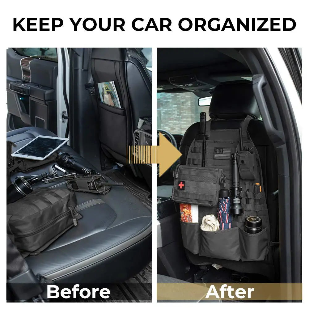 Car Seat Back Organizer Universal Molle Seat Back Organizer Tactical Molle Vehicle Panel Car Seat Cover Protector Storage Pouch