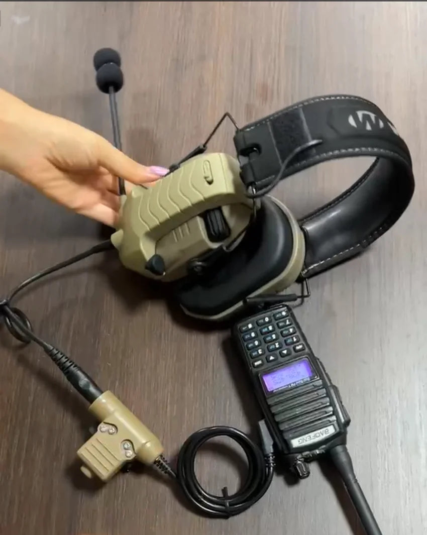 Tactical Headset Adapter External Microphone Kit for Walker's Razor Hearing Protection Electronic Shooting Earmuffs with U94 Ptt