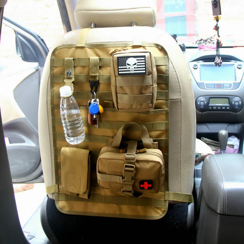 Molle Tactical Car Seat Back Cushion Universal Four Seasons Storage Bag Hanging Bags Car Stowing Tidying Pocket