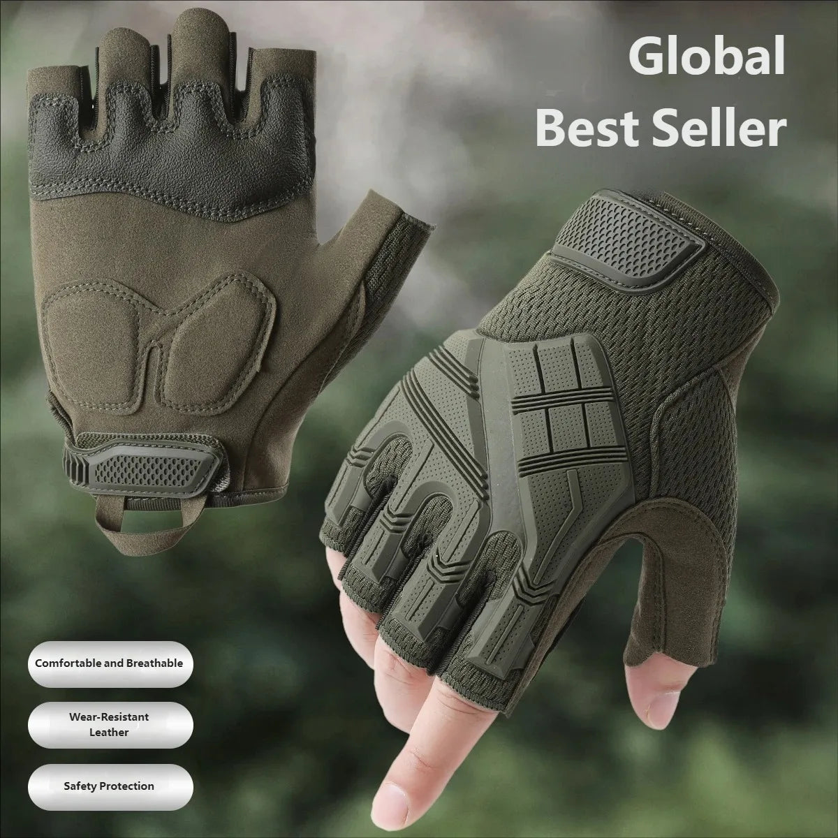 CHRLCK Men's Non-Slip Cycling Tactics Gloves Wear-resistant Motorcycle Gloves Anti-Scratch Riding Fishing Training Gloves