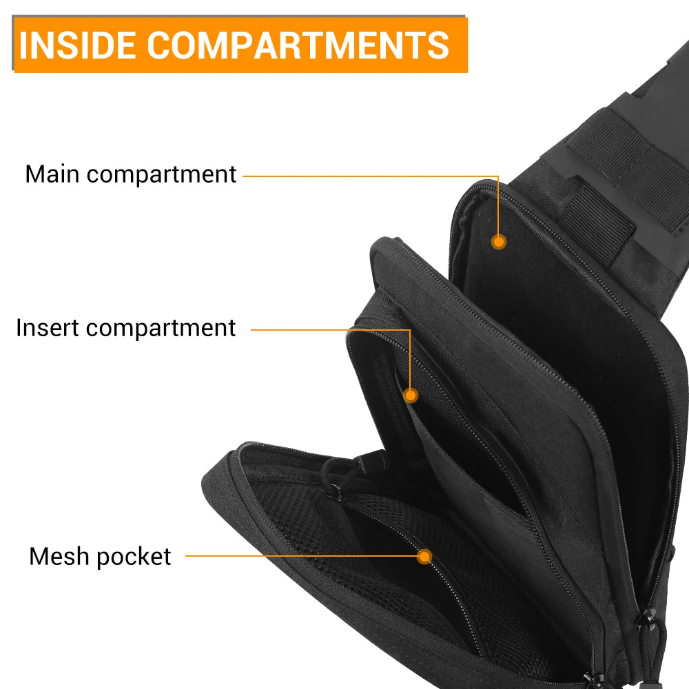 Tactical Pistol Bag Concealed Carry Crossbody Shoulder Holster Bag Quick Opening Gun Bag Sling EDC Pouch Chest Pack for Outdoor