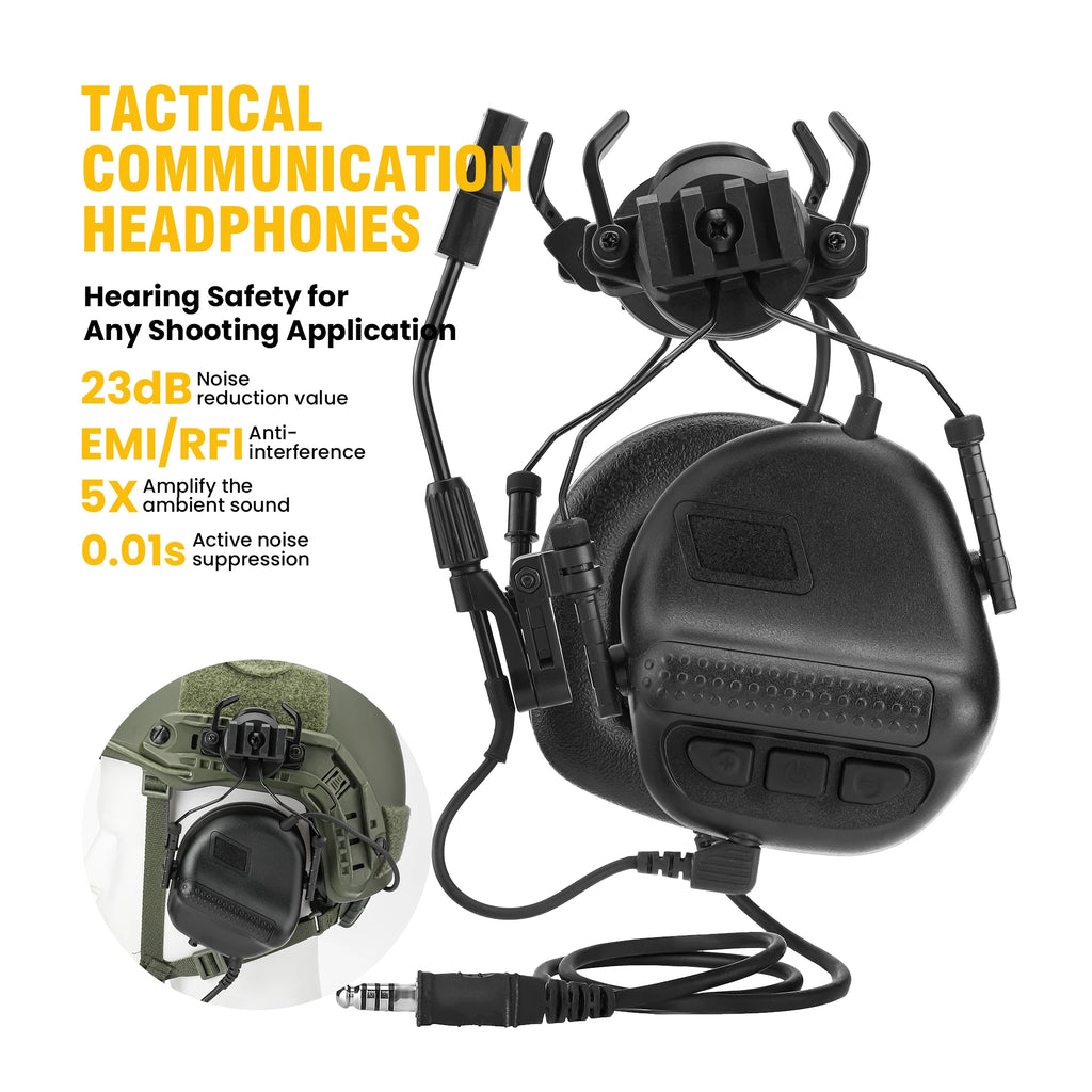 ARM NEXT F Series Tactical Communication Headset – 23dB NRR Hearing Protection | 5X Ambient Sound Amplification & 0.01s Active N