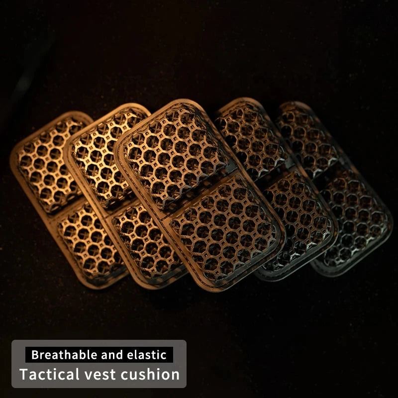 3D Printed Polymer Honeycomb Structure Tactical Vest Cushioning Pad, Breathable Shock Absorption Padding Airsoft Warg