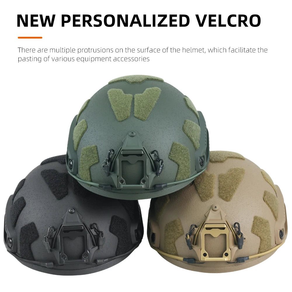 BOOIU Tactical FRP Helmet High Cut Wendy Suspension Stickers Safety Helmet With Double-Lined Adjustable Knob Protective Helmet