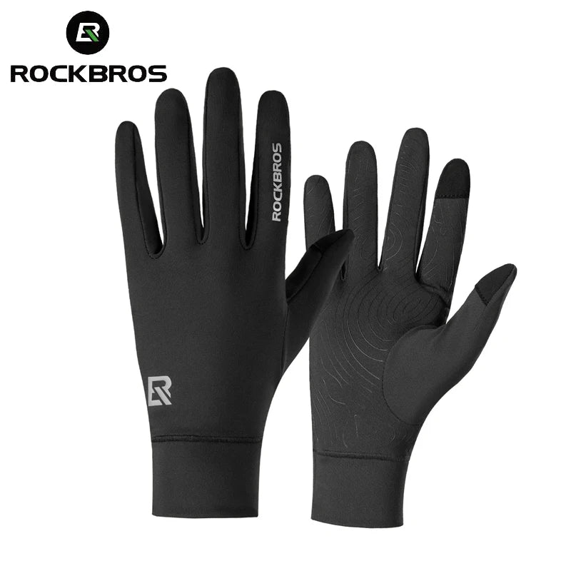 ROCKBROS Cycling Glove Spring Autumn Bike Pair Non-slip Long Finger Style Fleece Lining Warmer Option Windproof Riding Design