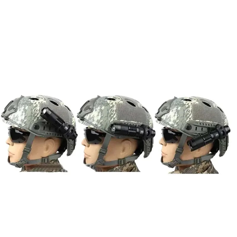 Tactical Helmet Mount Flashlight Clip Set for FAST MICH Compatible with FAST MICH Helmet Q5 Zoom Flashlight Multi Angle