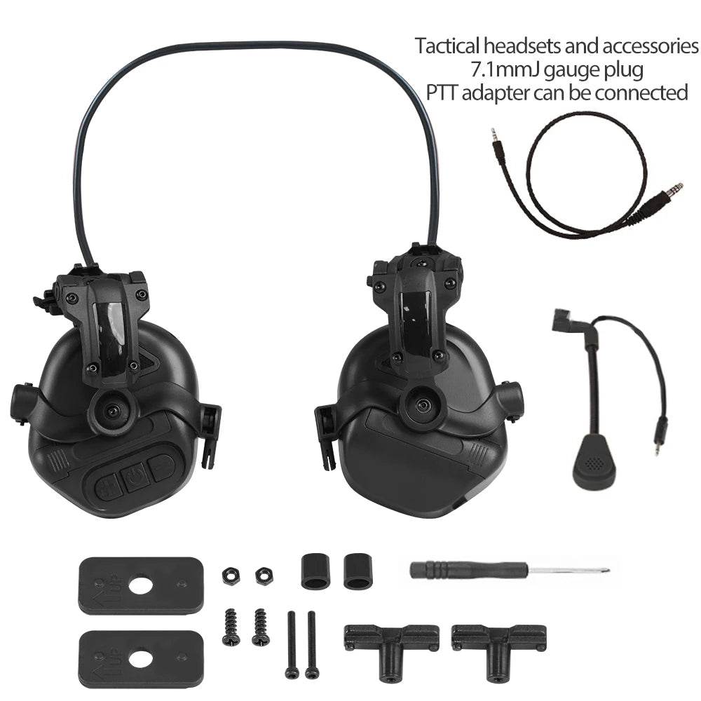BOOIU Tactical Shooting Headset Fast Helmet 3.5mm Interface Pickup Headphones Tactical Training Communication Hearing Earmuff