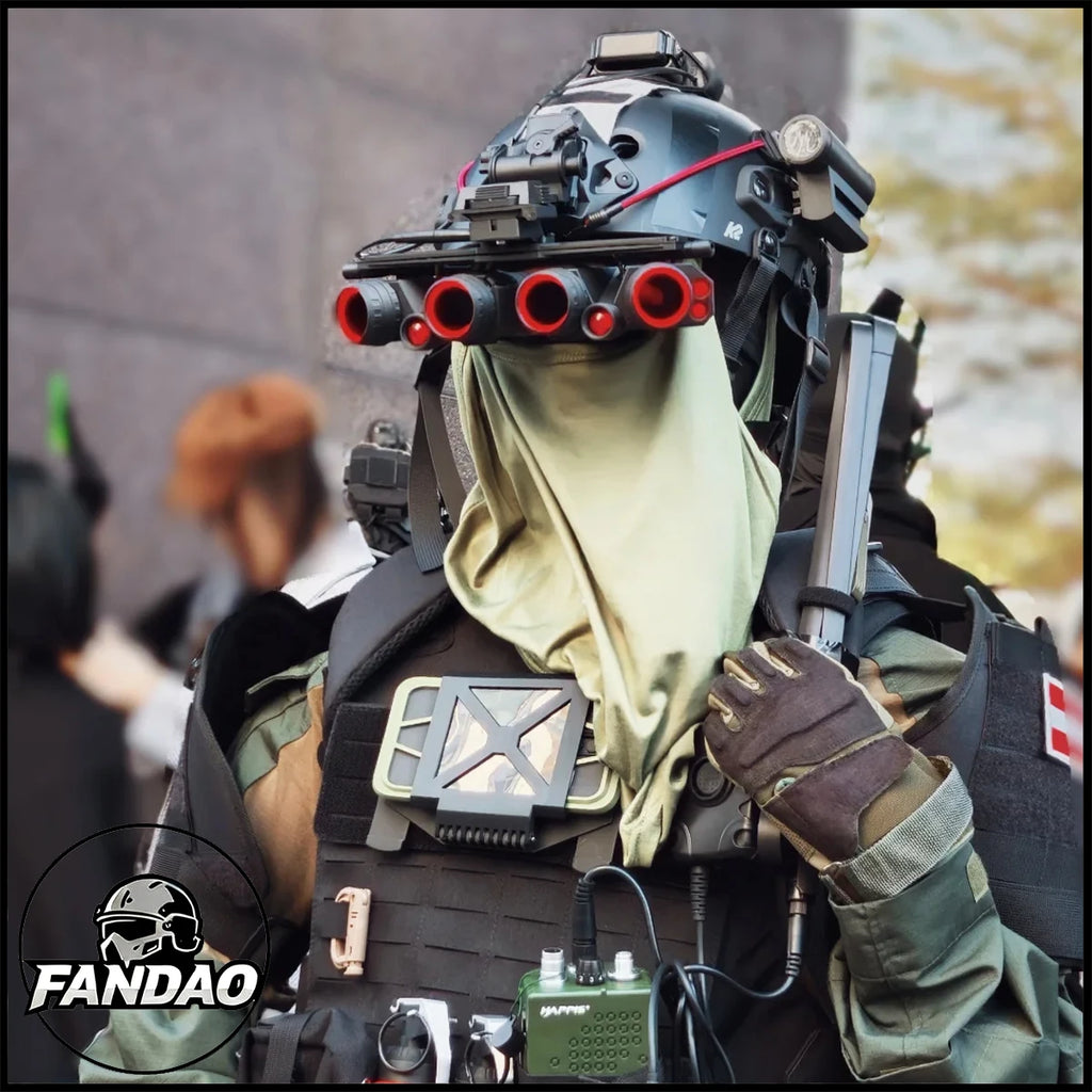 Call Of Duty Koenig Full Tactical Helmet Set with Light-Up NVG Model Face Mask Survival Light Camera for Cosplay Film Props